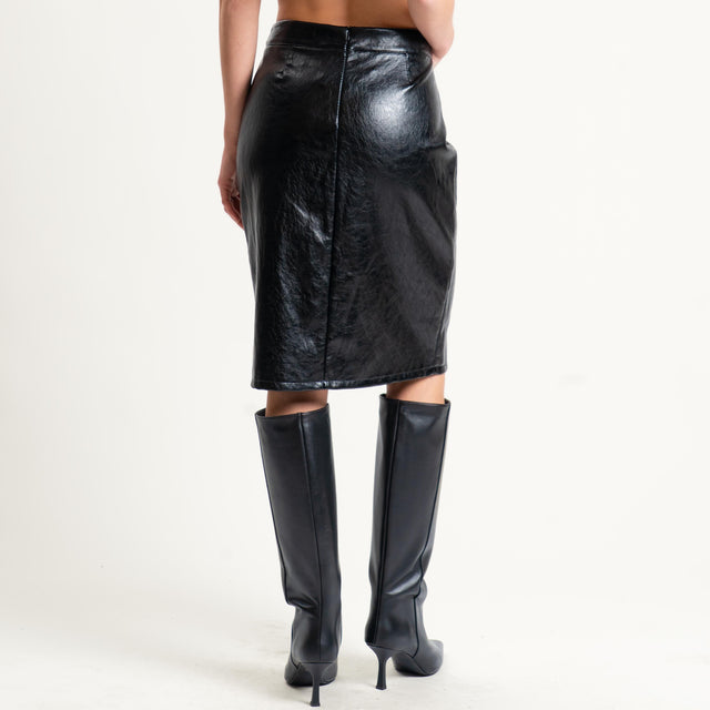 Tensione in-Gonna similpelle invecchiata - nero