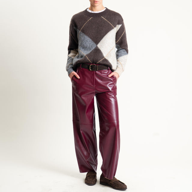 Tensione in-Pantalone barrel similpelle - ginger