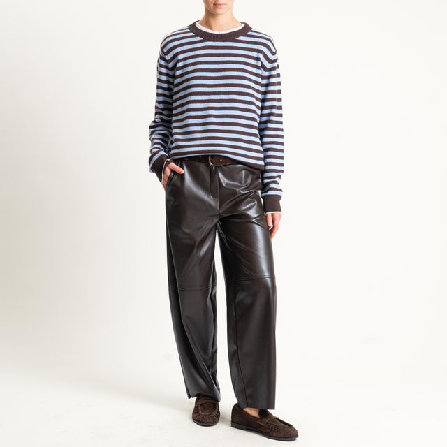 Tensione in-Pantalone barrel similpelle - moro