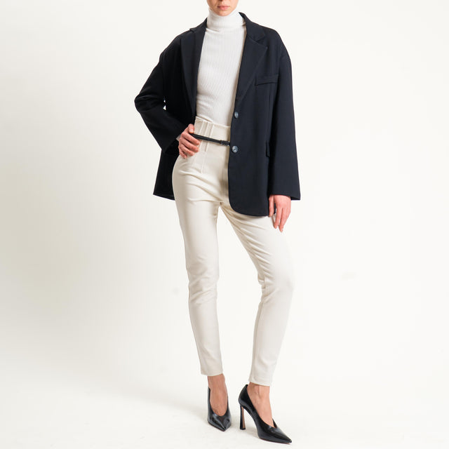 Tensione in-Leggings punto milano vita alta- panna