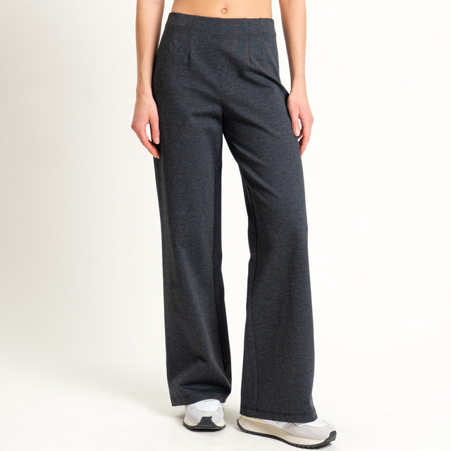 Tensione in-Pantalone wide leg punto milano comfort fit - grigio