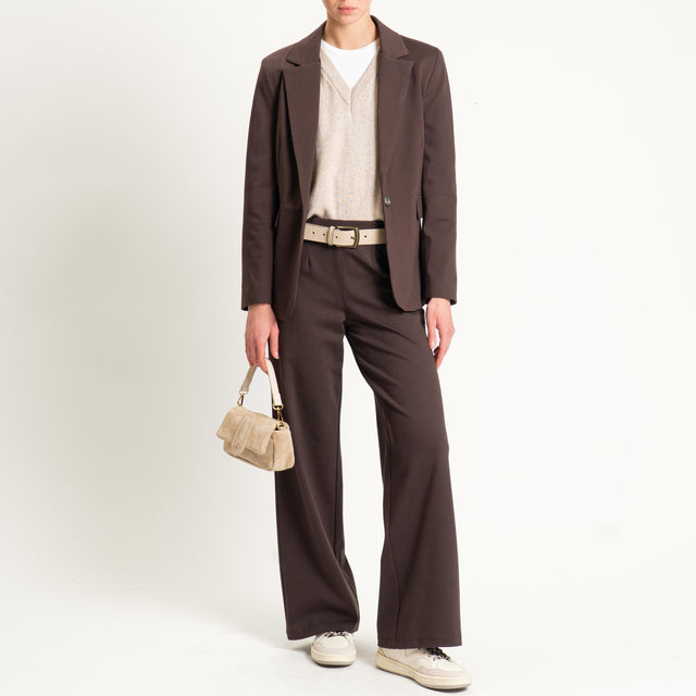 Tensione in-Pantalone wide leg punto milano comfort fit - moro