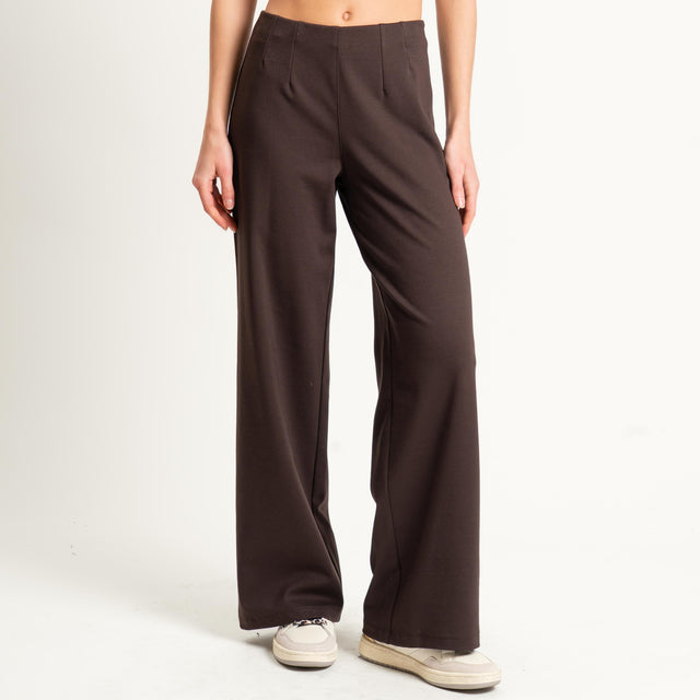 Tensione in-Pantalone wide leg punto milano comfort fit - moro