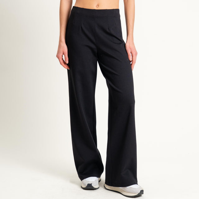 Tensione in-Pantalone wide leg punto milano comfort fit - nero