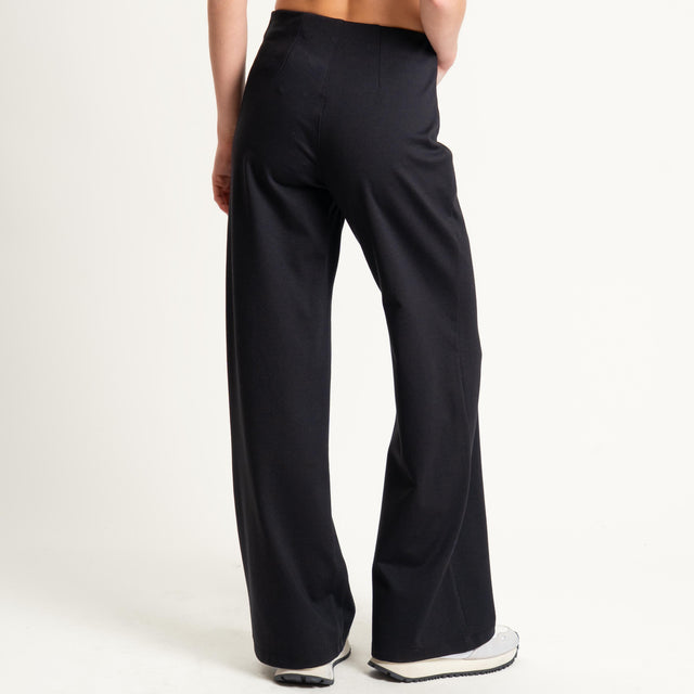 Tensione in-Pantalone wide leg punto milano comfort fit - nero