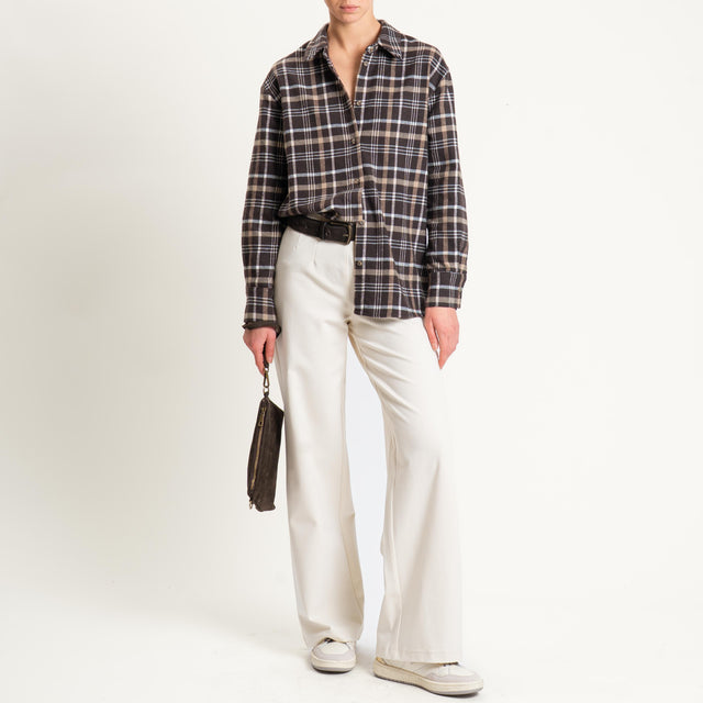 Tensione in-Pantalone wide leg punto milano comfort fit - panna