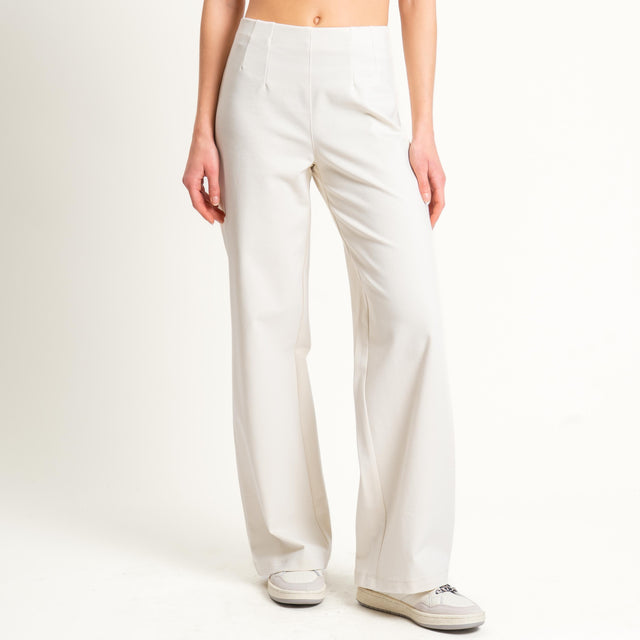 Tensione in-Pantalone wide leg punto milano comfort fit - panna