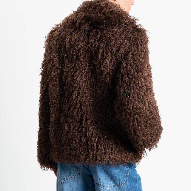 Tensione in-Ecopelliccia con tasche - moro