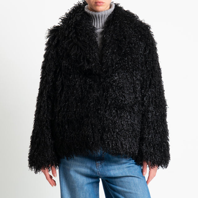 Tensione in-Ecopelliccia con tasche - nero