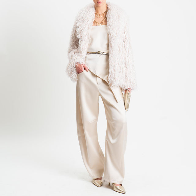 Tensione in-Ecopelliccia con tasche - latte