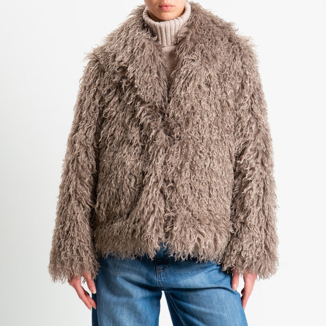 Tensione in-Ecopelliccia con tasche - taupe