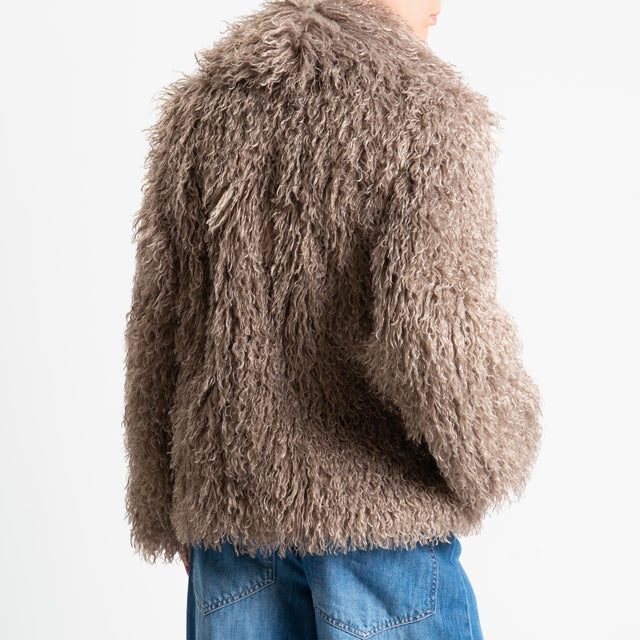 Tensione in-Ecopelliccia con tasche - taupe