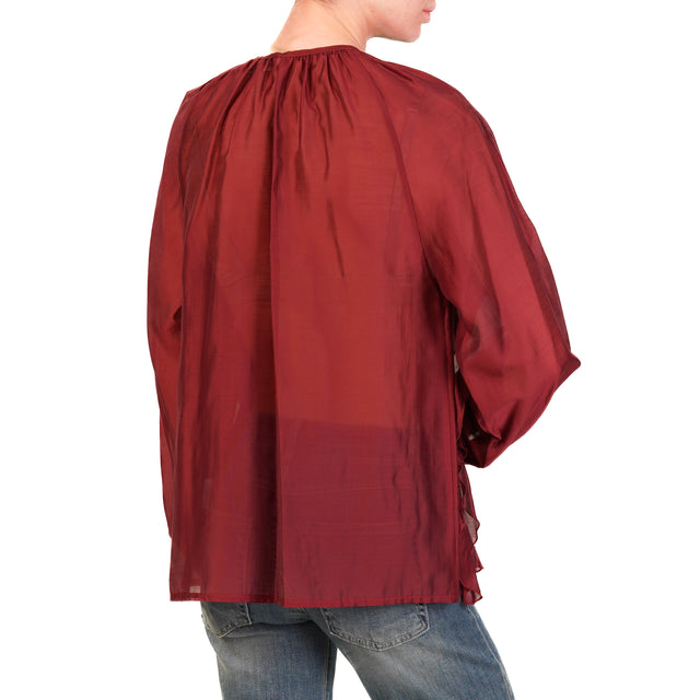 Blusa de muselina con volantes - cereza negra
