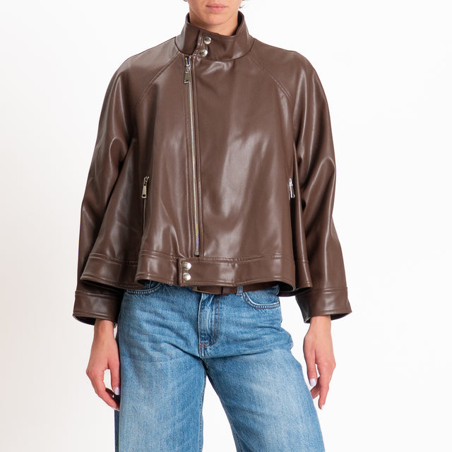 Tensione in-Giacca similpelle con zip - moro