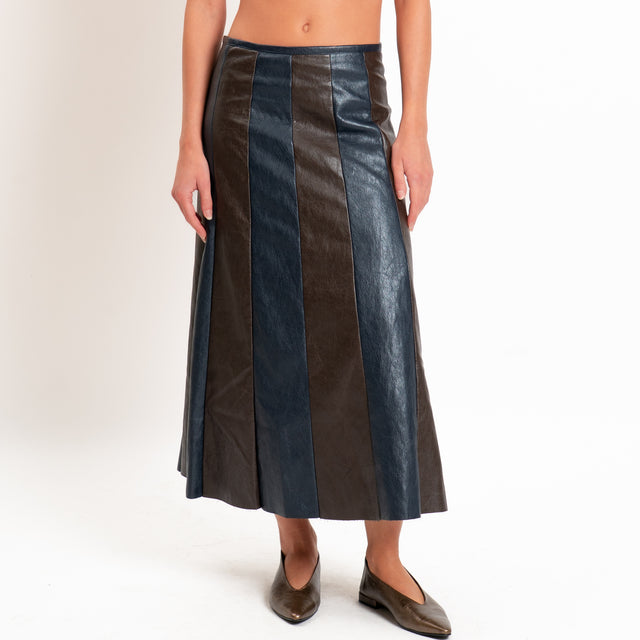 Tensione in-Gonna similpelle bicolore - blu/moro