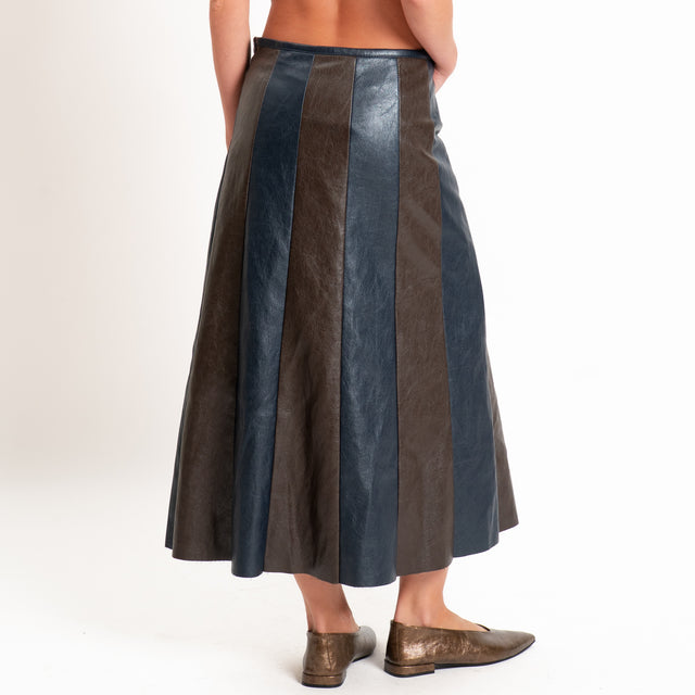 Tensione in-Gonna similpelle bicolore - blu/moro