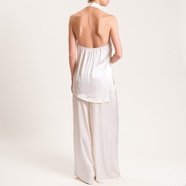 Tensione in-Top satin scollo americana - burro