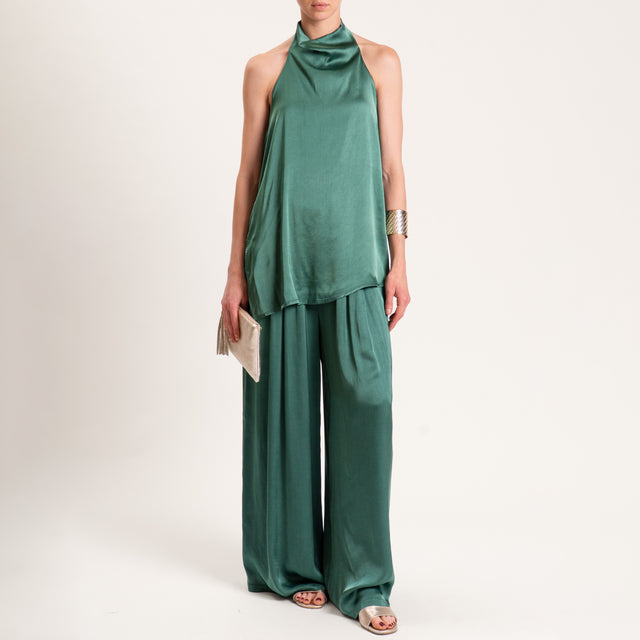 Tensione in-Top satin scollo americana - VERDE