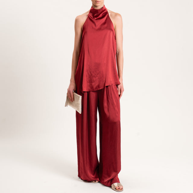 Tensione in-Top satin scollo americana - cabernet