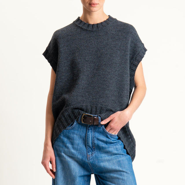 Tensione in-Maglia cannolè stondato misto alpaca con manicotti - antracite