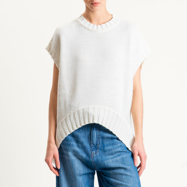 Tensione in-Maglia cannolè stondato misto alpaca con manicotti - panna