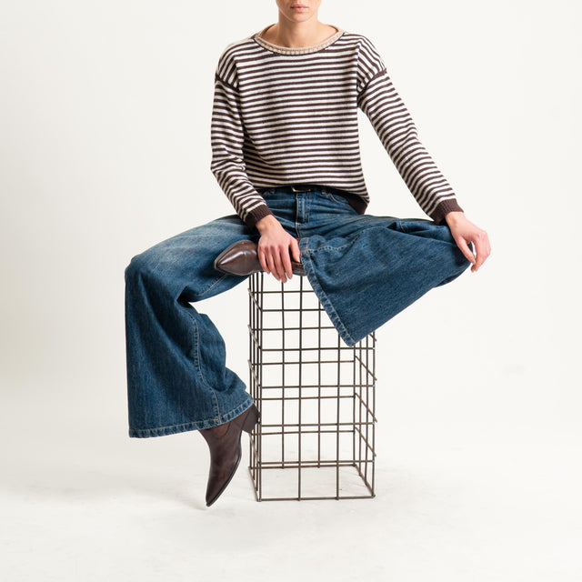 Tensione in-Maglia a righe misto lana - moro/casha/latte