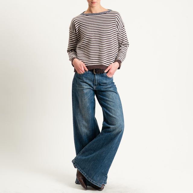 Tensione in-Maglia a righe misto lana - moro/grigio/latte