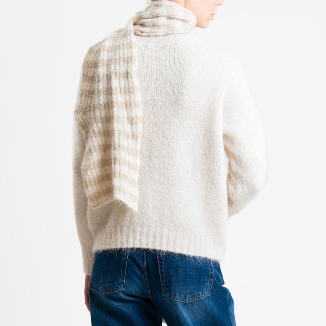 Tensione in-Maglia con sciarpa a righe - beige/casha