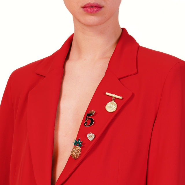 Chaqueta de tela tensora con alfileres - Roja
