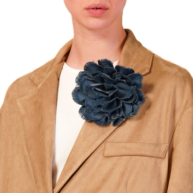 Chaqueta efecto ante con efecto tensión y alfiler - camel