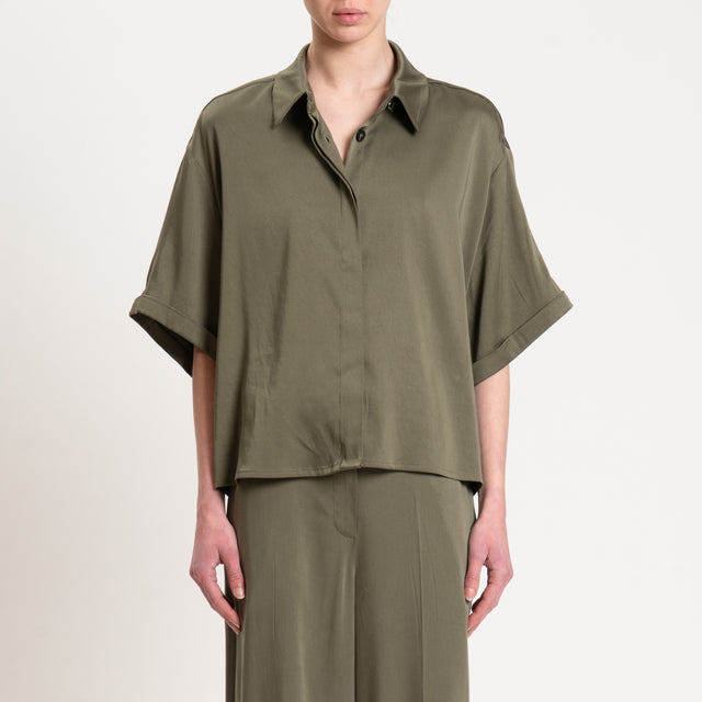 Tensione in-Camicia tencel viscosa elasticizzata manica scesa - militare