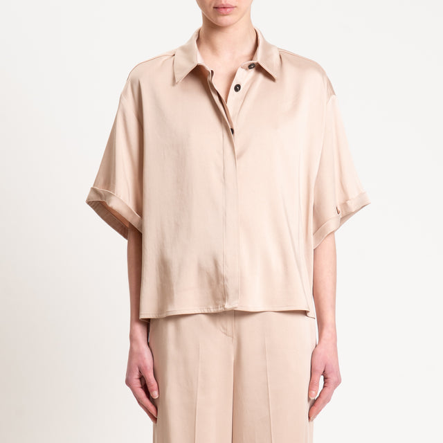 Tensione in-Camicia tencel viscosa elasticizzata manica scesa - nude
