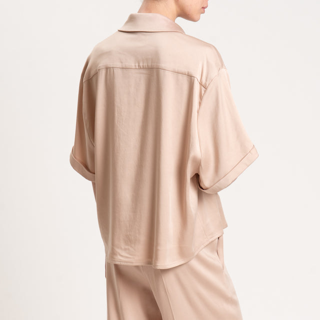 Tensione in-Camicia tencel viscosa elasticizzata manica scesa - nude