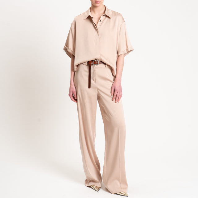 Tensione in-Camicia tencel viscosa elasticizzata manica scesa - nude