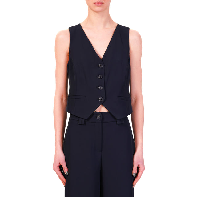 Tensione in-Completo gilet e pantalone tessuto fluido - blu