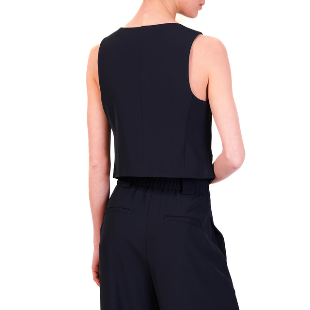 Tensione in-Completo gilet e pantalone tessuto fluido - blu