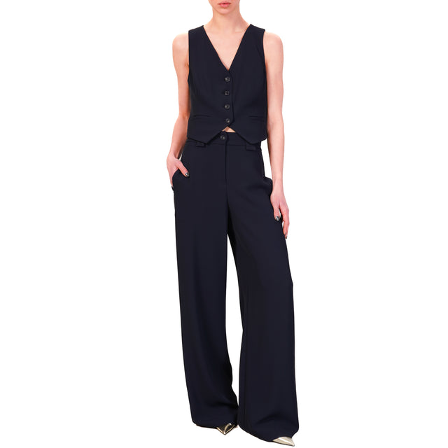 Tensione in-Completo gilet e pantalone tessuto fluido - blu