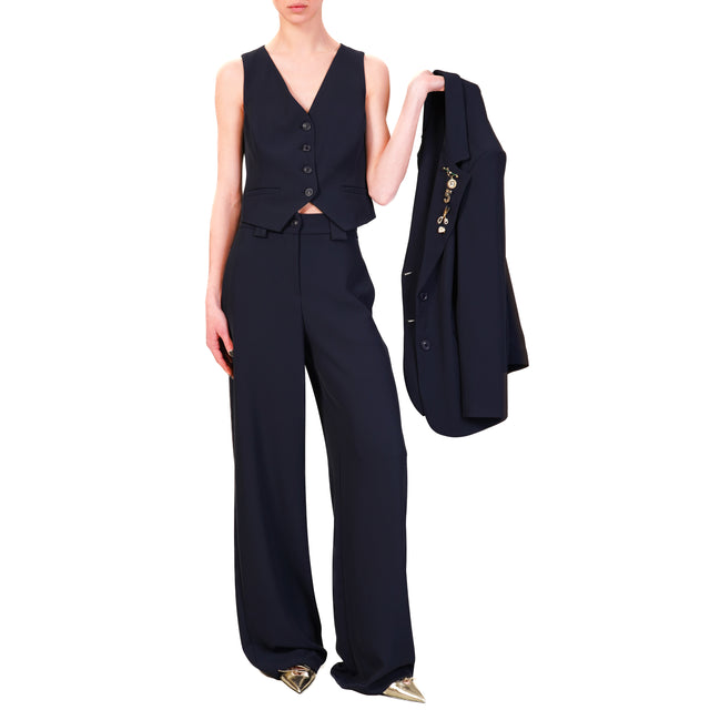 Tensione in-Completo gilet e pantalone tessuto fluido - blu