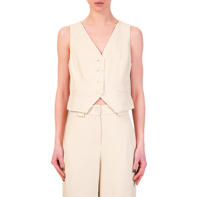 Tensione in-Completo gilet e pantalone  tessuto fluido  - burro