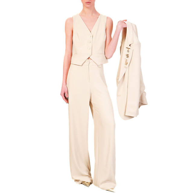 Tensione in-Completo gilet e pantalone  tessuto fluido  - burro