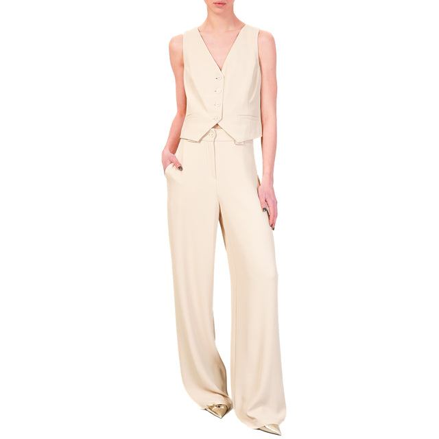 Tensione in-Completo gilet e pantalone  tessuto fluido  - burro