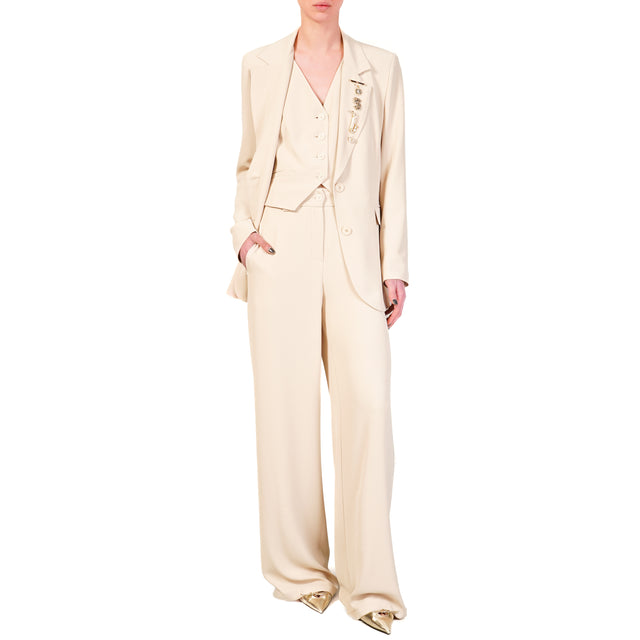 Tensione in-Completo gilet e pantalone  tessuto fluido  - burro