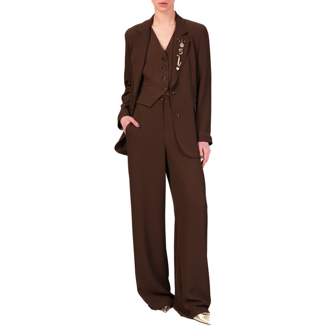 Tensione in-Completo gilet e pantalone  tessuto fluido - ebano