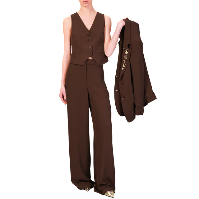Tensione in-Completo gilet e pantalone  tessuto fluido - ebano