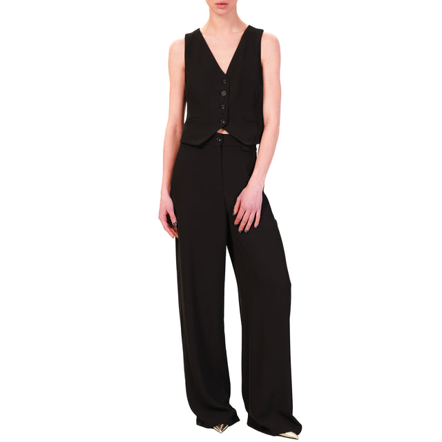 Tensione in-Completo gilet e pantalone  tessuto fluido - nero