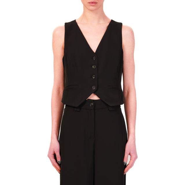 Tensione in-Completo gilet e pantalone  tessuto fluido - nero
