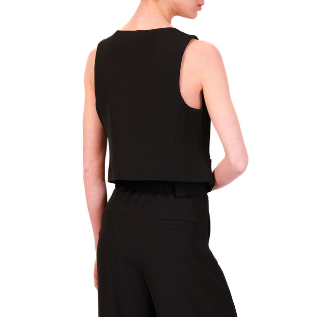 Tensione in-Completo gilet e pantalone  tessuto fluido - nero
