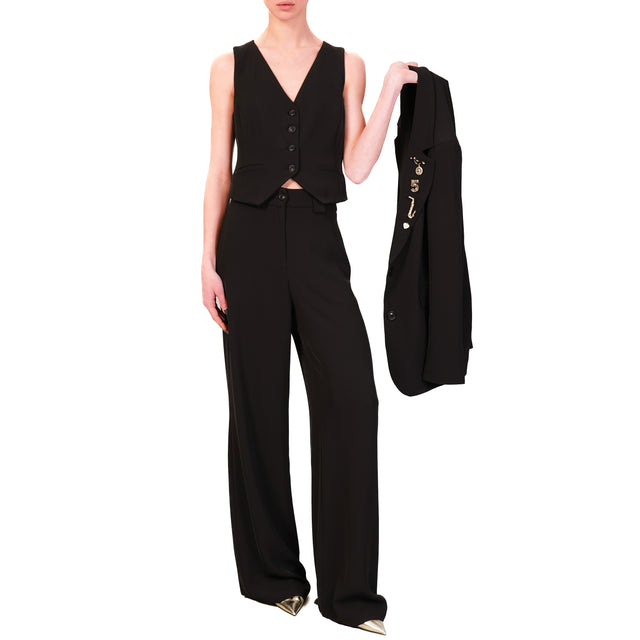 Tensione in-Completo gilet e pantalone  tessuto fluido - nero