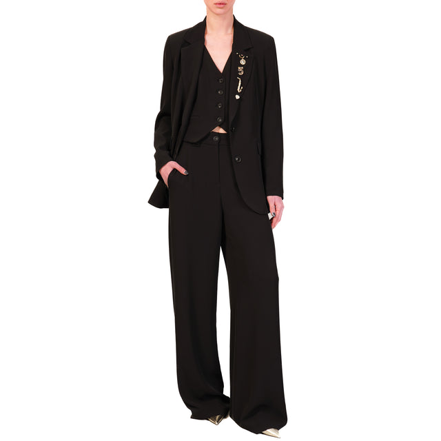Tensione in-Completo gilet e pantalone  tessuto fluido - nero