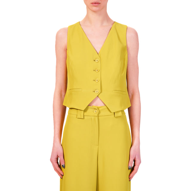 Tensione in-Completo gilet e pantalone tessuto fluido  - olio